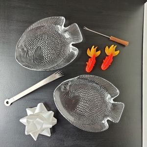 1980s Arcoroc (made in France) Fish 🐠 2 shaped appetizer plates